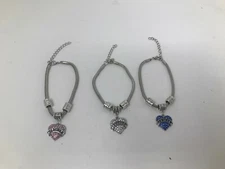 Teacher Jewelry Bracelet with Charms and Crystals in Silver Heart