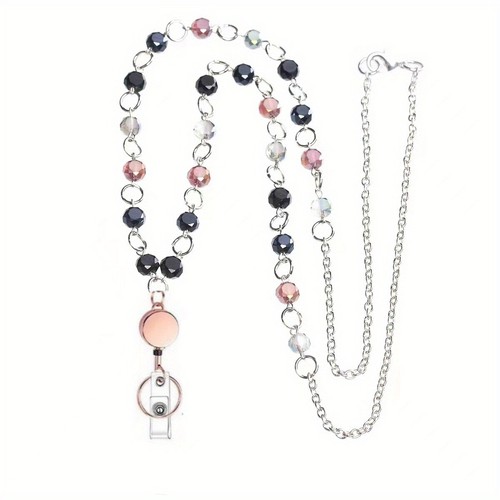 Beads Adjustable Lanyard Name Tag ID Badge Card Clip Case Neck Strap Rope Holder - Picture 8 of 8
