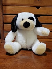 Soft Classics Plush Toy Stuffed Dog Puppy White/Tan/Brown 8"
