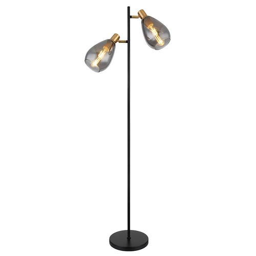 Lampada Da Terra Retro Per Sala Da Pranzo In Vetro 2 Fiamme Regolabile H 160 Cm - Foto 8 di 11