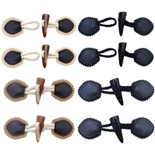 8 Sets PU Leather Sew-on Toggles Closures with Resin Horn Buttons Sewing Acce...