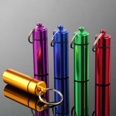 5 STCK. Wasserdicht Aluminium Medizin Pillenbox Etui Flasche Medikamentenhalter Schlüsselanhänger