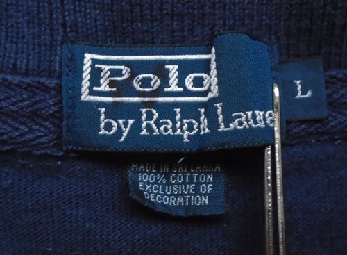 Vintage 90s Polo Ralph Lauren Large Rugby Shirt Navy Elbow Shoulder Patches - Picture 9 of 10