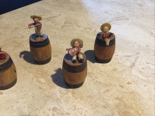 6 x Vintage Miniature Musicians On Barrels Made In Japan Unusual Set Ex.Con! - Bild 4 von 12
