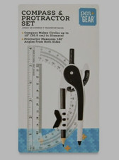 Pen Gear Compass Protractor Set 12 Circles Measures Inches Centimeters new