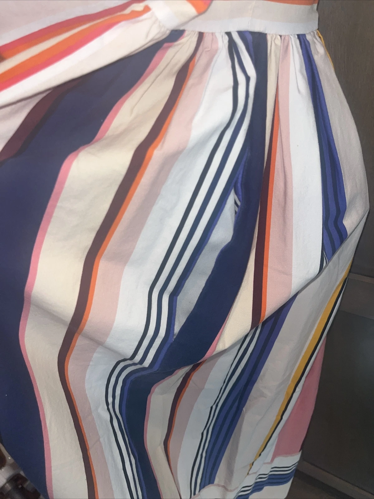 Abito Kate Spade iconico colorato berbero aderente e svasato a righe con zip posteriore esposta 2