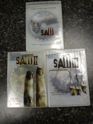 Saw 1-3 DVD LOT, SAW, SAW II, & SAW III (unrated edition) scary movies,halloween