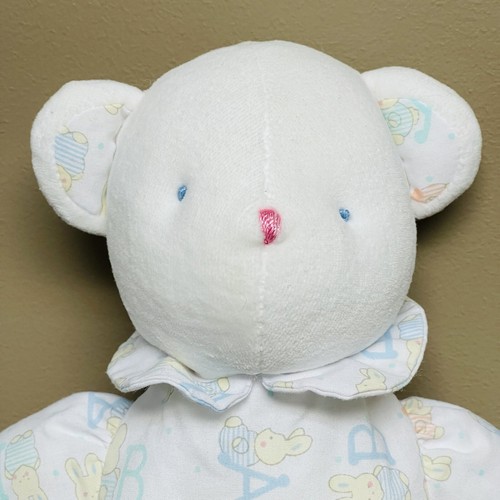 Oso de peluche blanco bebé Carters Prestige peluche animal de peluche ABC sonajero de colección - Imagen 5 de 7