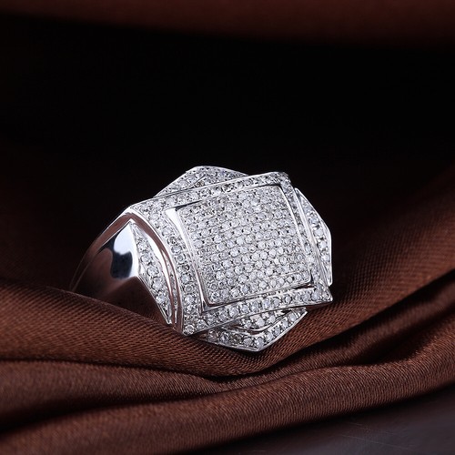 Sterling Silver Men's Jewelry Fine Ring Diamonds Jewelry Engagement Wedding Band - Picture 9 of 12
