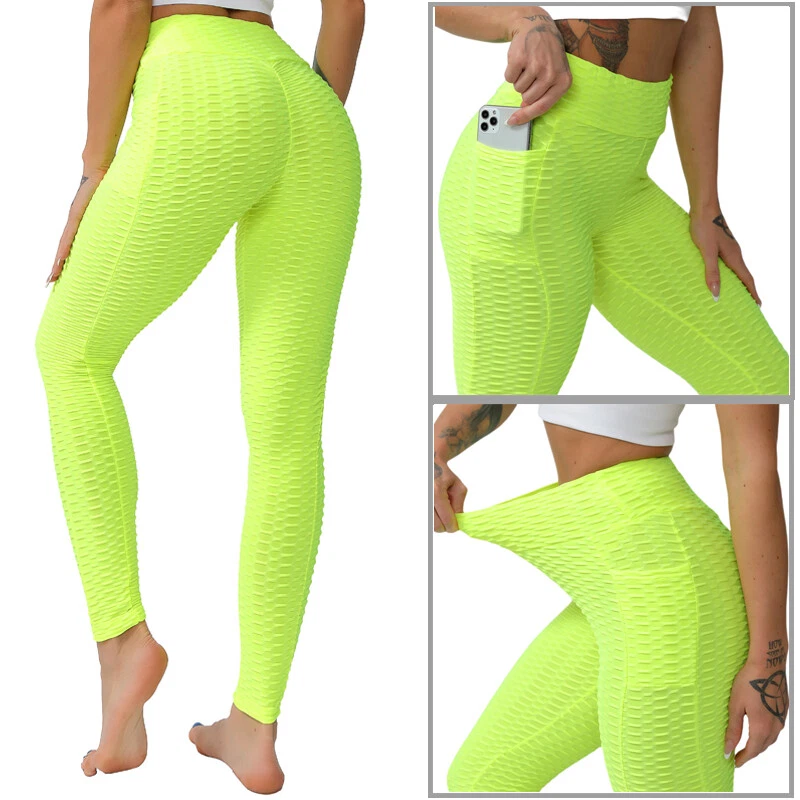 Women High Waist Leggings With Pockets Push Up Fitness Anti-Cellulite Yoga  Pants