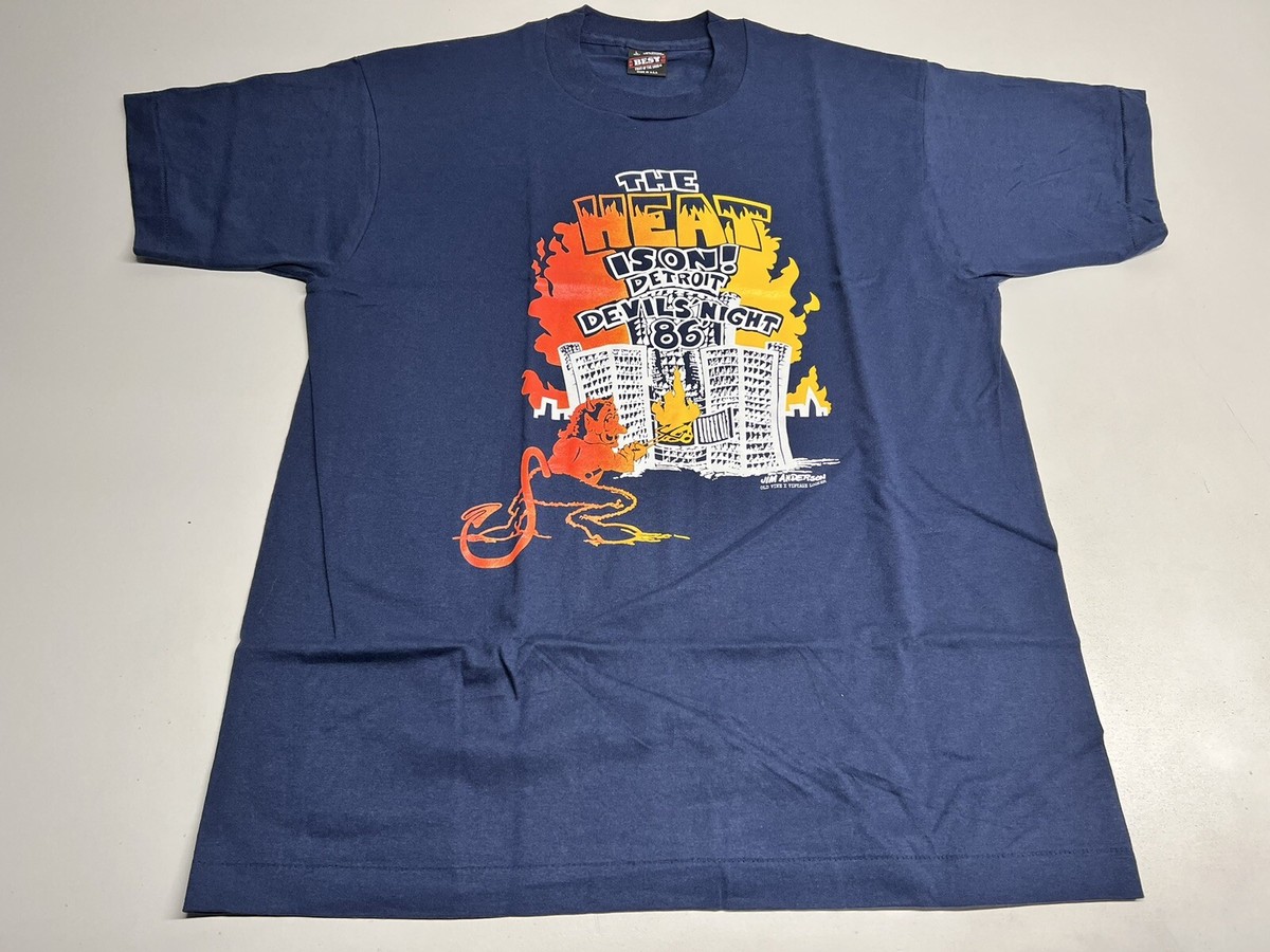 Reimagined 1986 Detroit Devils Night T-Shirt Vintage Blank