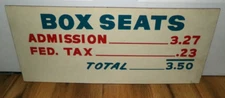 Vintage Stadium Admission Price Box Seats Painted Wood Sign Football Baseball