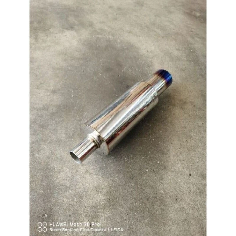 HKS HI-Power Titanium Face Blue Exhaust Muffler Inlet 3" Outlet 4.5" - Imagem 3 de 3