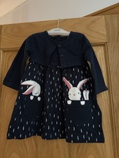 Newborn (0-3 Months) Navy dress With Rabbit Decorations- Debenhams