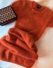 Prettylittlething Women's Orange Eyelash Knit Open Back Mini Dress