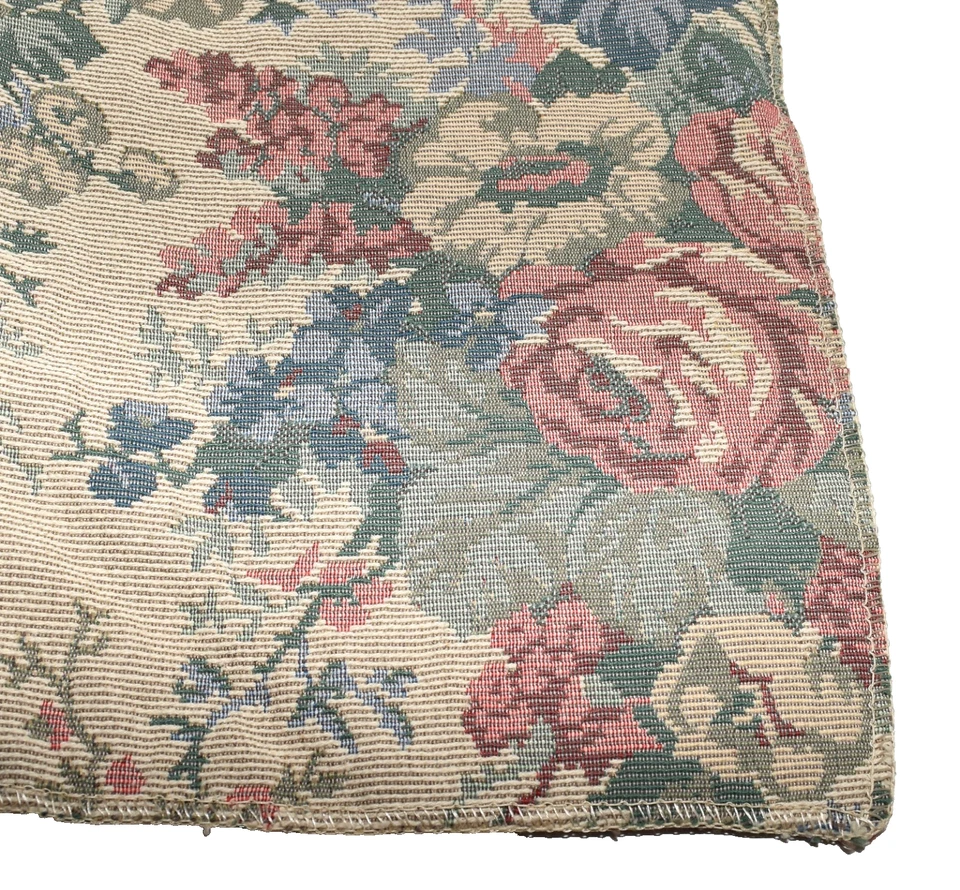 Vintage Green Pin Striped with Red Roses Thick Upholstery Fabric Remnant 17x24 - Image 3 of 4
