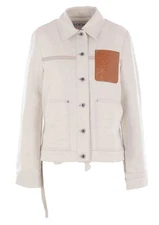 Loewe Anagram Cotton Blended Workwear Women’s Jacket In Beige Size S