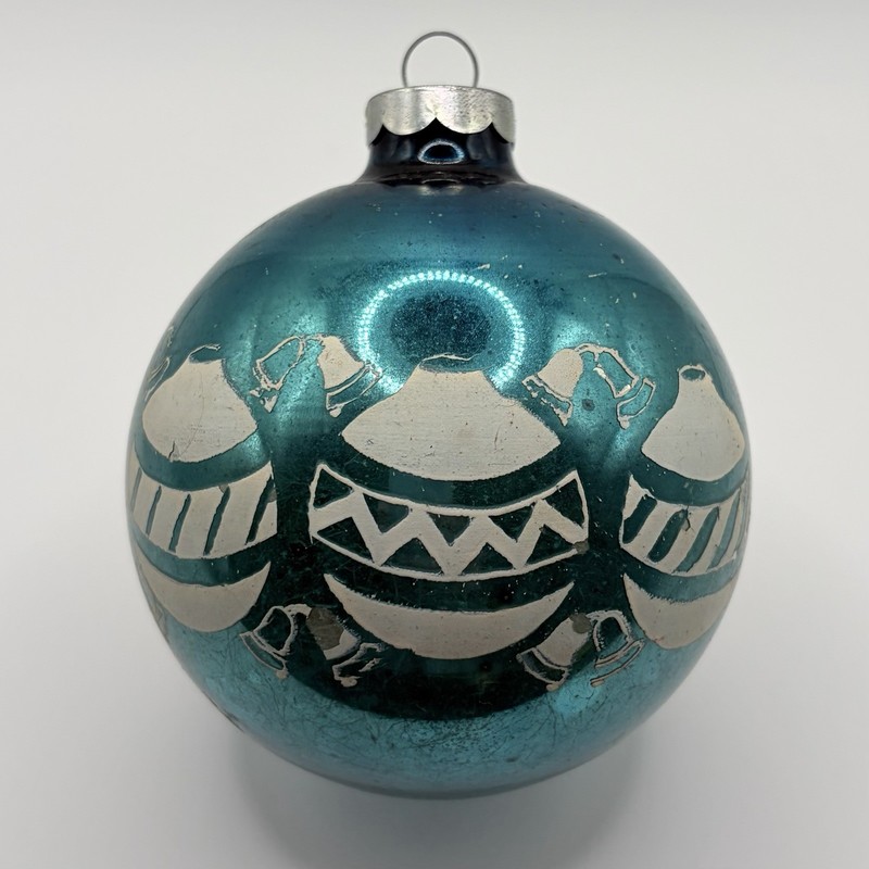 Vintage Jumbo Stencil Glass Christmas Ornament 3.5” Made In USA