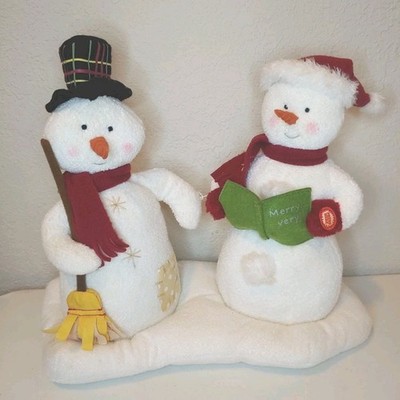 2003 Hallmark Jingle Pals Mr & Mrs Snowman Animated Singing Caroling Plush WORKS