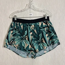 Jani Women's Large Leaf Print 2" Inseam AFO Middle Lined Activewear Shorts