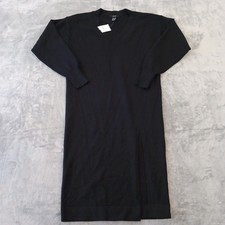 Forever 21 Sweater Dress Large Black Long Sleeve Slit Long New