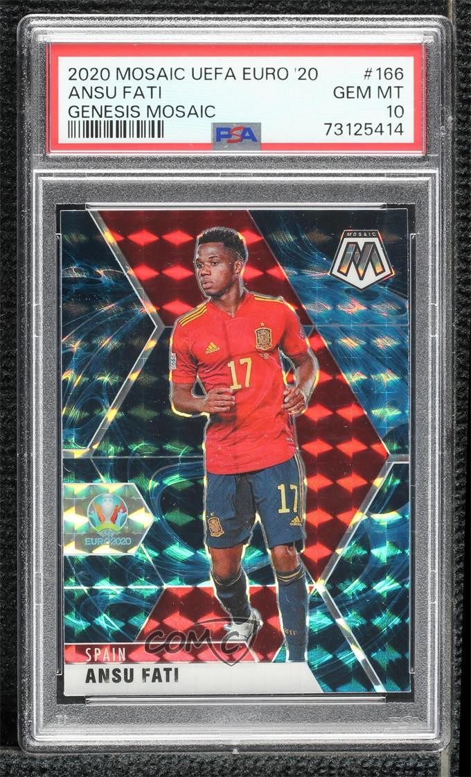 2021 Panini Mosaic UEFA Euro 2020 Genesis Prizm Ansu Fati #166 PSA 10 GEM MT yj0