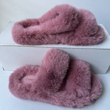 Lemonade Women s Fuzzy Slippers Sandals Dusty Pink Size 10 Plush Cozy