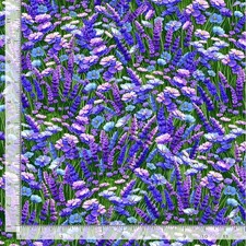 Cotton Lavender and Flowers Floral Plants Packed Fabric Print by Yard D584.87