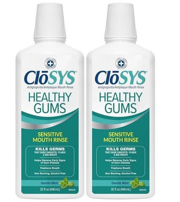 CloSYS Healthy Gums Mouthwash 32 Fl Oz, Pack of 2, Antiplaque, Anti-Gingivitis