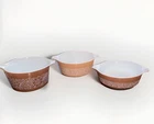 Vtg Set 3 Pyrex Woodland Nest Casserole Dishes 473-B 472-B 471-B & 2 Lids READ