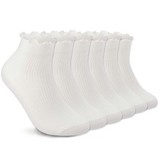 DarkCom 6 Pairs Women's Ruffle Socks Cute Ankle Socks Super Soft Breathable C...