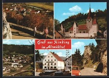 Kinding in the Altm�hltal, Gasthof Krone, Church, Street, Postcard 