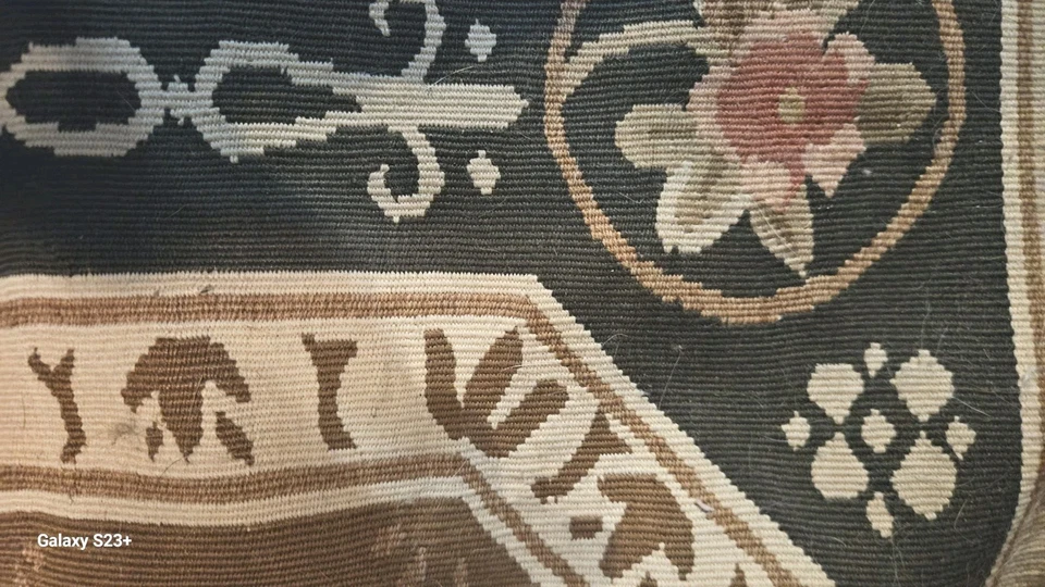 Gorgeous Dhurrie Runner 101 x 35 in. Fine Thick Woven Cotton, INDIA FLORAL TAUPE - Image 3 of 4