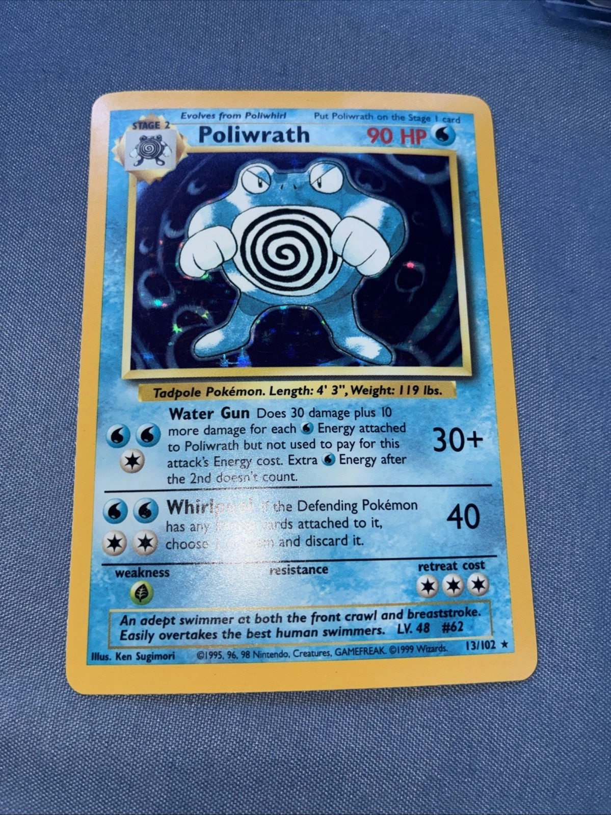 Pokémon TCG Poliwrath Base Set 13/102 Holo 1999-2000 Wizards Base Set Copyright