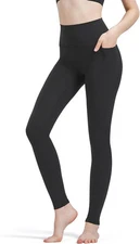 Zylioo Extra Long Leggings for Tall Women,Long Yoga Medium, Black-sidepockets 