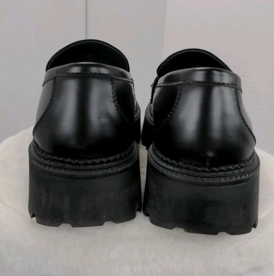 Steve Madden Women’s Aerin Chunky Platform Loafers Black With Plastic Chain 9 - Image 4 of 4