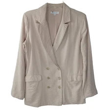 Love Whit-Beige Blazer Jacket Sz 0 Double Breasted Business Casual Whitney Port