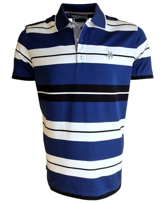 Impulso Poloshirt Streifendesign in blau weiss marine mit Sticklabel Gr. XXL-4XL