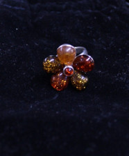 Gorgeous Sterling Ring with a Baltic Amber Flower Top Size 6 Made in Poland V8 