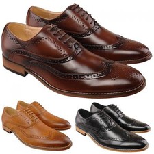 Mens Leather Lined Brogues Smart Wedding Suit Shoes UK 6 - 12