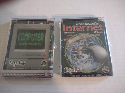 (2) Vintage Fridge Fun Word Magnets Sets - Computer & Internet - New 