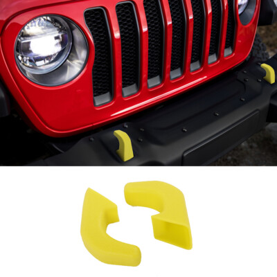 1Pair Yellow Front Bumper Tow Hook Cover Trim For Jeep Wrangler JK JL JT 2007+