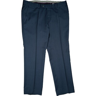 Hiltl 26 L28 Trousers D.Blue Mens Chino Business Suit Wool Straight Leg Thin W38