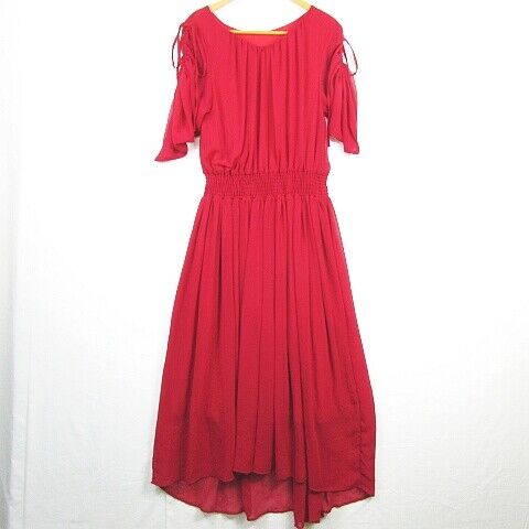 Ray Beams Chiffon Dress Half Sleeve Gathered Maxi Length 1 Ray Beams Chiffon Dress Half Sleeve Gathered Maxi Length 1