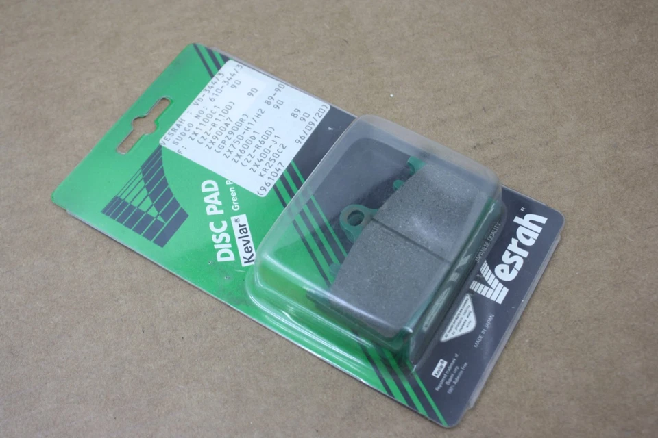 89-92 KAWASAKI NINJA ZX7/R & 1990 ZX11 VESRAH PASTILLAS DE FRENO DELANTERAS HECHAS CON KEVLAR Foto 2 de 4