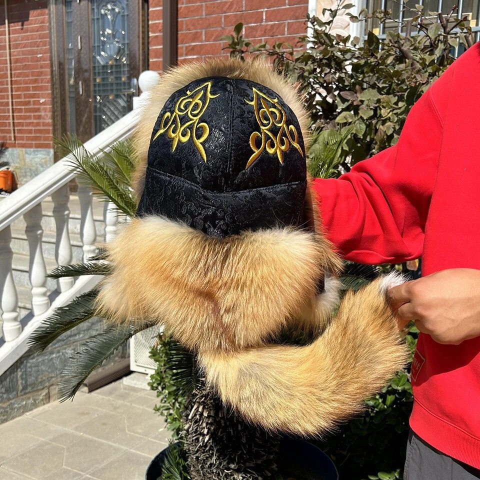 Unisex Real Fox Fur Hat Russian Warm Ushanka Cossack Mongolia Hat Cap Earlaps - Image 2 of 4