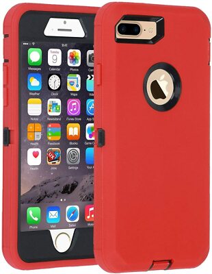 iPhone 7 8 Plus Handyhülle Schutzhülle und Displayschutz Stoßfest ROT