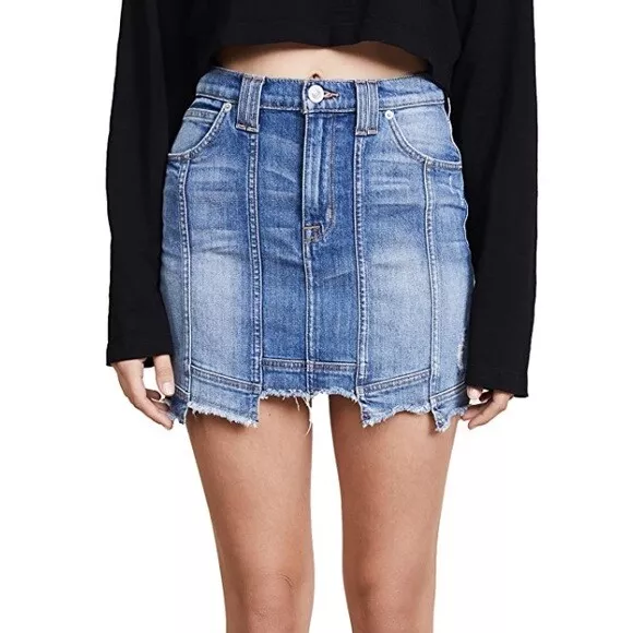 Hudson Jeans Weekender Step Hem Denim Mini Skirt 25 eBay