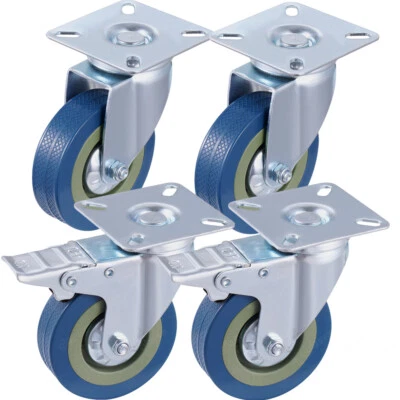 WZTO 4er Set Schwerlastrollen mit Bremse 100mm Transportrollen 360° Rollen Lenkrolle