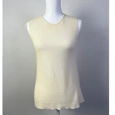 Eileen Fisher Classic Knit Tank Top Sleeveless Wool Ribbed Italian Yarn Cream S